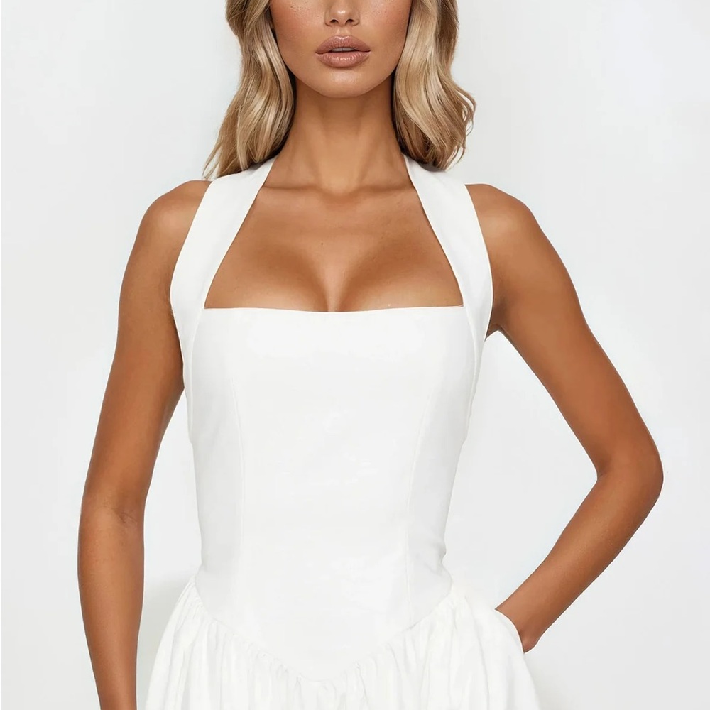 Fashion Nova White Halter Square-Neck Midi Dress - Picture 2 of 6
